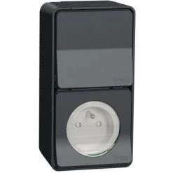 SCHNEIDER Mureva Styl - Prise Courant 2P+T+va Et Vient Verti. - Saillie - IP55 IK08 - Gris (MUR36025)