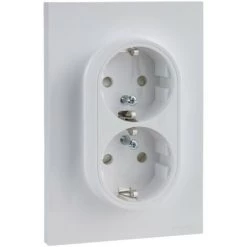 SCHNEIDER Odace Prise De Courant 2P+T Double Allemande Blanc à Griffes Spécial Reno, 1post (S521087)