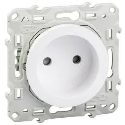 SCHNEIDER Odace, Prise De Courant 2P Blanc, à Griffes, Connexion à Vis (S525033)