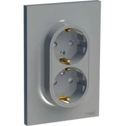 SCHNEIDER Odace Styl - Prise Double Stand Allemand - Alu - Instal Boite 1 Poste - Griffes (S521087E)