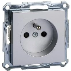 SCHNEIDER Merten M-Plan - Prise 2P+T - NF - Borne à Vis - Aluminium (MTN2600-0460)