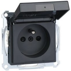 SCHNEIDER Merten M-Plan - Prise 2P+T - NF - IP44 - Borne Auto - Anthracite (MTN2514-0414)