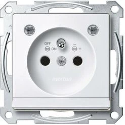 SCHNEIDER Merten M-Plan - Prise 2P+T - NF - Borne Auto - Band. Bal.- Blanc Pol. Brillant (MTN2504-0319)