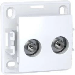 SCHNEIDER Alréa, Prise TV FM VR Sur FM, Blanc Polaire (ALB61317P)