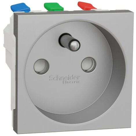 SCHNEIDER Unica - Prise 2P+T - FR - 90° - Raccord Rapide Traversant - Alu - Méca Seul (NU305930) 3 SCHNEIDER Unica - Prise 2P+T - FR - 90° - Raccord Rapide Traversant - Alu - Méca Seul (NU305930)