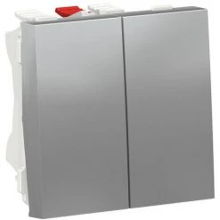 SCHNEIDER Unica - Double Va-et-vient - 10A - Connexion Rapide - 2 Mod - Alu - Méca Seul (NU321330)