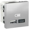 SCHNEIDER Unica - Chargeur USB Double - 5Vcc - 2,4A Type A+C - 2 Modules - Alu - Méca Seul (NU301830) -SCHNEIDER Soldes 31840676 1