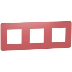 SCHNEIDER Unica Studio Color - Plaque De Finition - Rouge Cardinal Liseré Blanc - 3 Postes (NU280613)