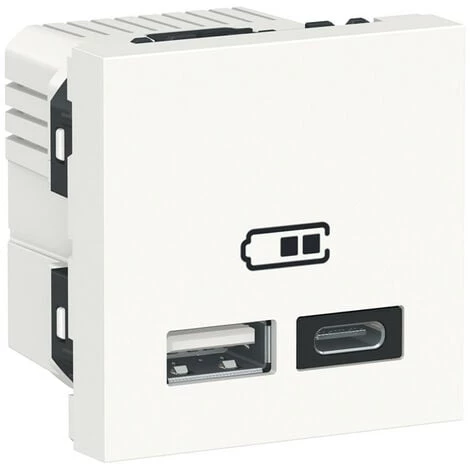 SCHNEIDER Unica - Chargeur USB Double - 5Vcc - 2,4A Type A+C - 2 Modul - Blanc - Méca Seul (NU301818) 3 SCHNEIDER Unica - Chargeur USB Double - 5Vcc - 2,4A Type A+C - 2 Modul - Blanc - Méca Seul (NU301818)