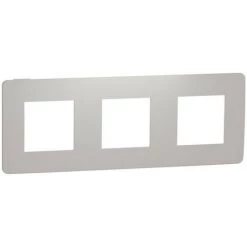 SCHNEIDER Unica Studio Color - Plaque De Finition - Gris Pierre Liseré Blanc - 3 Postes (NU280624)