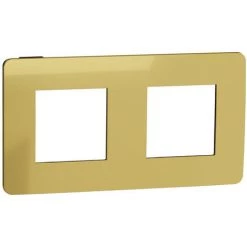 SCHNEIDER Unica Studio Métal - Plaque De Finition - Or Liseré Anthracite - 2 Postes (NU280462)