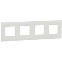 SCHNEIDER Unica Pure - Plaque De Finition - Givre Blanc Liseré Blanc - 4 Postes (NU600885)