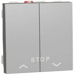 SCHNEIDER Unica - Cde Volet-roulant - Double Poussoir + STOP - 2 Mod - Alu - Méca Seul (NU323730)