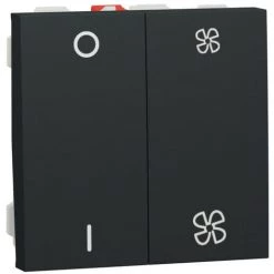 SCHNEIDER Unica - Commande VMC - ON/OFF + 2 Vitesses - 10A - 2 Mod - Anthra - Méca Seul (NU321454)