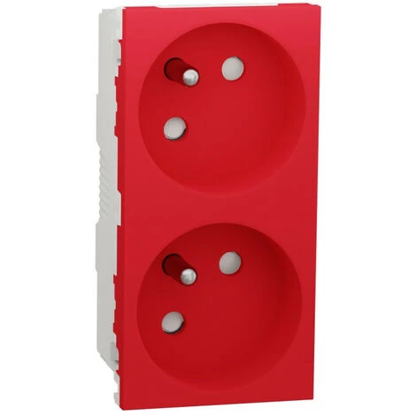 SCHNEIDER Unica - Prise Double 2P+T - FR - 45° - Connexion Rapide - Rouge - Méca Seul (NU306903) 3 SCHNEIDER Unica - Prise Double 2P+T - FR - 45° - Connexion Rapide - Rouge - Méca Seul (NU306903)