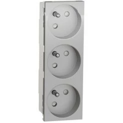 SCHNEIDER Unica - Prise Triple 2P+T - FR - 45° - Alu - Méca Seul (NU307930)