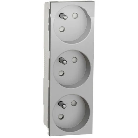 SCHNEIDER Unica - Prise Triple 2P+T - FR - 45° - Alu - Méca Seul (NU307930) 3 SCHNEIDER Unica - Prise Triple 2P+T - FR - 45° - Alu - Méca Seul (NU307930)