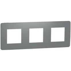 SCHNEIDER Unica Studio Color - Plaque De Finition - Gris Foncé Liseré Blanc - 3 Postes (NU280621)
