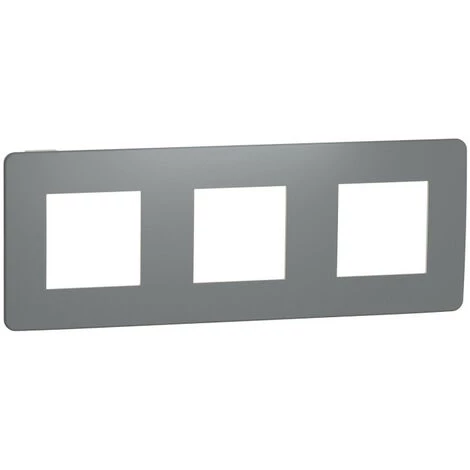 SCHNEIDER Unica Studio Color - Plaque De Finition - Gris Foncé Liseré Blanc - 3 Postes (NU280621) 3 SCHNEIDER Unica Studio Color - Plaque De Finition - Gris Foncé Liseré Blanc - 3 Postes (NU280621)