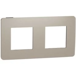 SCHNEIDER Unica Studio Color - Plaque De Finition - Taupe Liseré Anthracite - 2 Postes (NU280428)