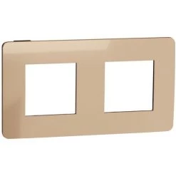 SCHNEIDER Unica Studio Métal - Plaque De Finition - Cuivre Liseré Anthracite - 2 Postes (NU280458)