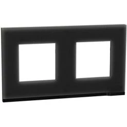SCHNEIDER Unica Pure - Plaque De Finition - Givre Noir Liseré Anthracite - 2 Postes (NU600486)