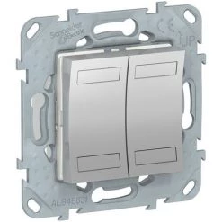 SCHNEIDER Unica KNX - Bouton-poussoir 4 Boutons + Led - Avec Support - Alu (NU553130)