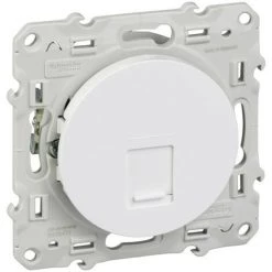SCHNEIDER Odace, Prise RJ45 Blanc, Grade 1 (téléphone) Cat. 5 UTP, à Griffes (S525471)