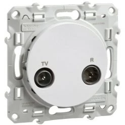 SCHNEIDER Odace, Prise TV/FM Blanc, Pour Système En Série, Fin De Ligne, à Vis (S520452)