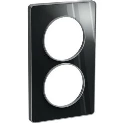 SCHNEIDER Odace Touch, Plaque Aluminium Brillant Fumé Avec Liseré Alu 2postes Entraxe 57mm (S530814K1)