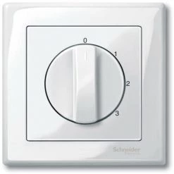 SCHNEIDER Merten M-Plan - Enjoliv. Commutateur Rotatif 3 Positions+arrêt - Blanc Brill. (MTN567219)