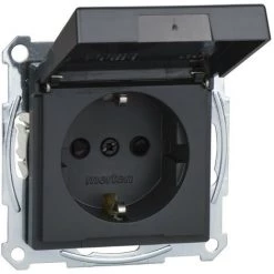 SCHNEIDER Merten M-Plan - Prise 2P+T - Std All.- IP44 - Borne Auto - Anthracite (MTN2310-0414)