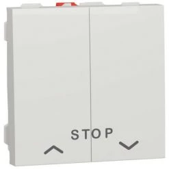 SCHNEIDER Unica - Cde Volet-roulant - Double Poussoir + STOP - 2 Mod - Blanc - Méca Seul (NU323718)