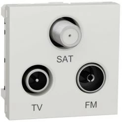 SCHNEIDER Unica - Prise TV + FM + SAT - 2 Mod - Blanc Antimicrobien - Méca Seul (NU345020)