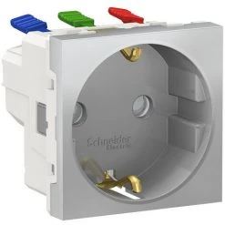 SCHNEIDER Unica - Prise 2P+T - DE - Connexion Rapide - Alu - Méca Seul (NU305730)