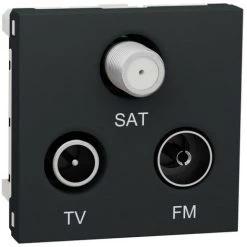 SCHNEIDER Unica - Prise TV + FM + SAT - 2 Mod - Anthracite - Méca Seul (NU345054)