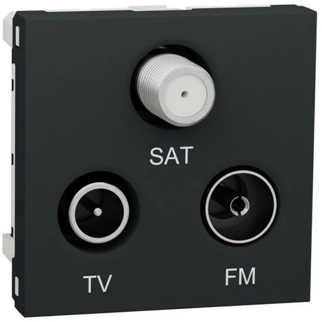 SCHNEIDER Unica - Prise TV + FM + SAT - 2 Mod - Anthracite - Méca Seul (NU345054) 3 SCHNEIDER Unica - Prise TV + FM + SAT - 2 Mod - Anthracite - Méca Seul (NU345054)