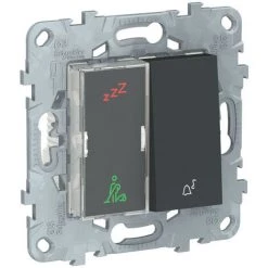 SCHNEIDER Unica - Sonnette + Voyant Indicateur Chambre Hôtel - Anthracite - Méca + Support (NU577754)