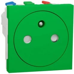 SCHNEIDER Unica - Prise 2P+T - FR - 90° - Affleurant - Raccord Rapide - Vert - Méca Seul (NU305206)