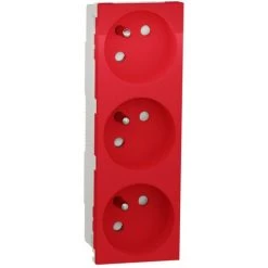 SCHNEIDER Unica - Prise Triple 2P+T - FR - 45° - Rouge - Méca Seul (NU307903)