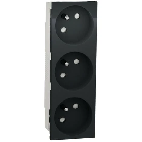 SCHNEIDER Unica - Prise Triple 2P+T - FR - 45° - Anthracite - Méca Seul (NU307954) 3 SCHNEIDER Unica - Prise Triple 2P+T - FR - 45° - Anthracite - Méca Seul (NU307954)