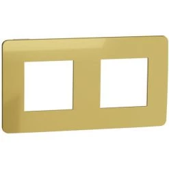 SCHNEIDER Unica Studio Métal - Plaque De Finition - Or Liseré Blanc - 2 Postes (NU280459)