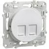 SCHNEIDER Odace, Prise Double RJ45 Blanc, Sans Connecteur (empreinte Infraplus) (S520410)