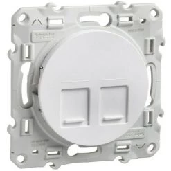 SCHNEIDER Odace, Prise Double RJ45 Blanc, Sans Connecteur (empreinte Infraplus) (S520410)