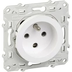 SCHNEIDER Odace, Prise De Courant 2P+T Blanc, à Détrompage, à Vis, Connexion à Vis (S520099)