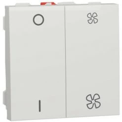 SCHNEIDER Unica - Commande VMC - ON/OFF + 2 Vitesses - 10A - 2 Mod - Blanc - Méca Seul (NU321418)