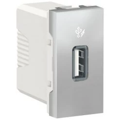 SCHNEIDER Unica - Chargeur USB - Sortie : 5Vcc - 1A - 1 Module - Alu - Mécanisme Seul (NU342830)