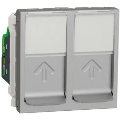 SCHNEIDER Unica - Prise RJ45 Double - Cat 5 UTP - 2 Mod - Alu - Méca Seul (NU342030)