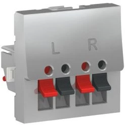 SCHNEIDER Unica - Prise Haut-parleur 2 Sorties Rouge + Noir - 2 Mod - Alu - Méca Seul (NU348630)