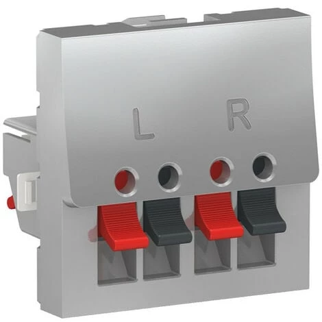 SCHNEIDER Unica - Prise Haut-parleur 2 Sorties Rouge + Noir - 2 Mod - Alu - Méca Seul (NU348630) 3 SCHNEIDER Unica - Prise Haut-parleur 2 Sorties Rouge + Noir - 2 Mod - Alu - Méca Seul (NU348630)